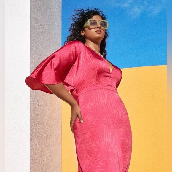 Fe Noel x Target Palm Leaf Contrast Print Flutter Sleeve Maxi Dress - Picture 4 of 4